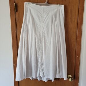 CJ Banks White A-Line Pleated Midi Skirt